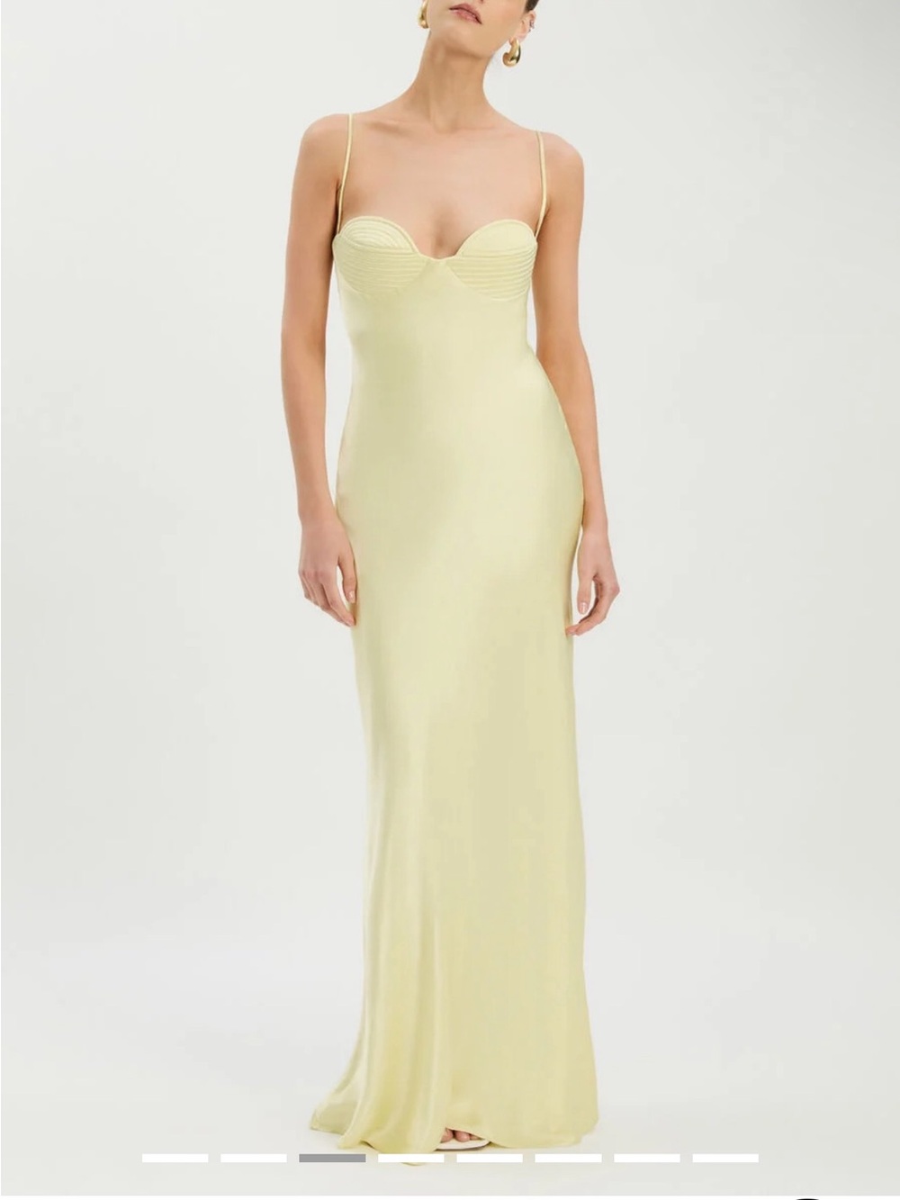 Bardot Pale Yellow Maxi Dress with Spaghetti Straps